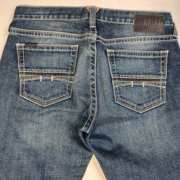 Ariat M7 Rocker Jeans Mens 34x32 Stretch Slim Fit Straight Coltrane Medium Wash - Picture 4 of 14